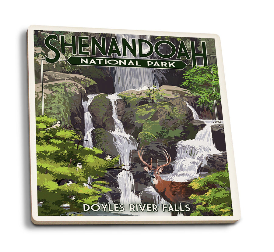 Shenandoah National Park, Virginia, Doyles River Falls, Lantern Press Artwork, Coaster Set Coasters Lantern Press 