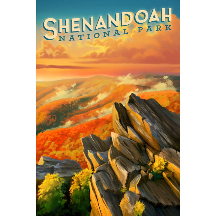 Shenandoah National Park, Virginia, Oil Painting, Lantern Press Artwork, Towels and Aprons Kitchen Lantern Press 