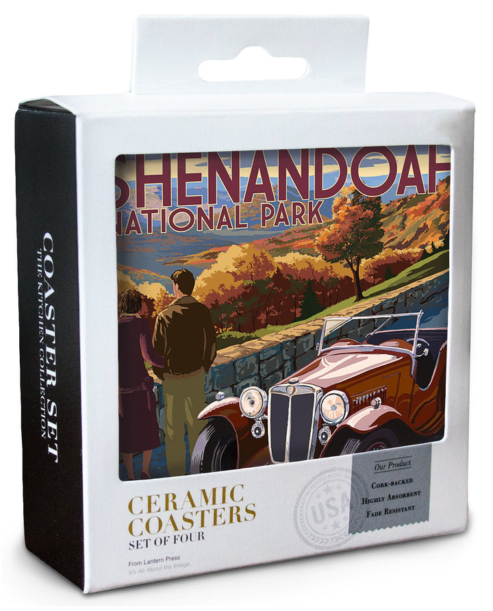 Shenandoah National Park, Virginia, Skyline Drive, Lantern Press Artwork, Coaster Set Coasters Lantern Press 