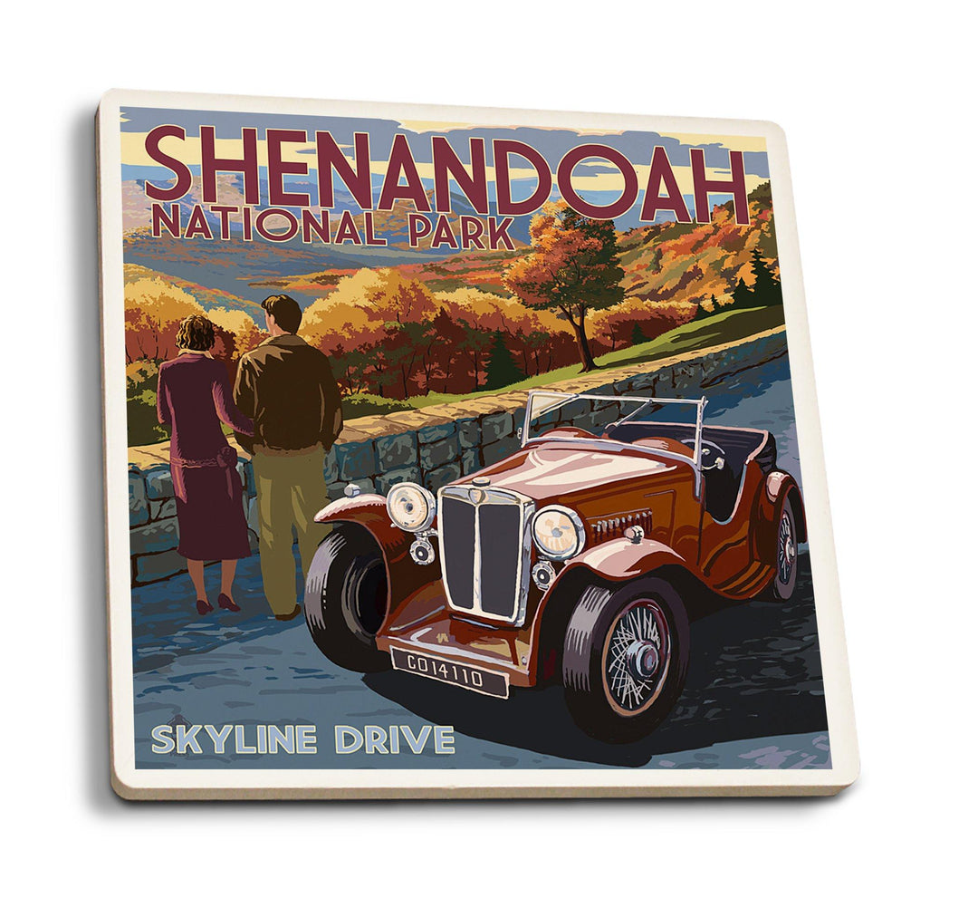 Shenandoah National Park, Virginia, Skyline Drive, Lantern Press Artwork, Coaster Set Coasters Lantern Press 