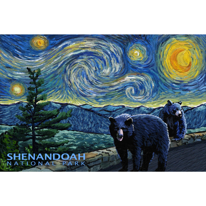 Shenandoah National Park, Virginia, Starry Night National Park Series, Lantern Press Artwork, Stretched Canvas Canvas Lantern Press 