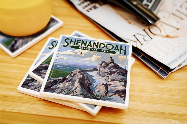 Shenandoah National Park, Virginia, Stony Man Cliffs View, Lantern Press Artwork, Coaster Set Coasters Lantern Press 