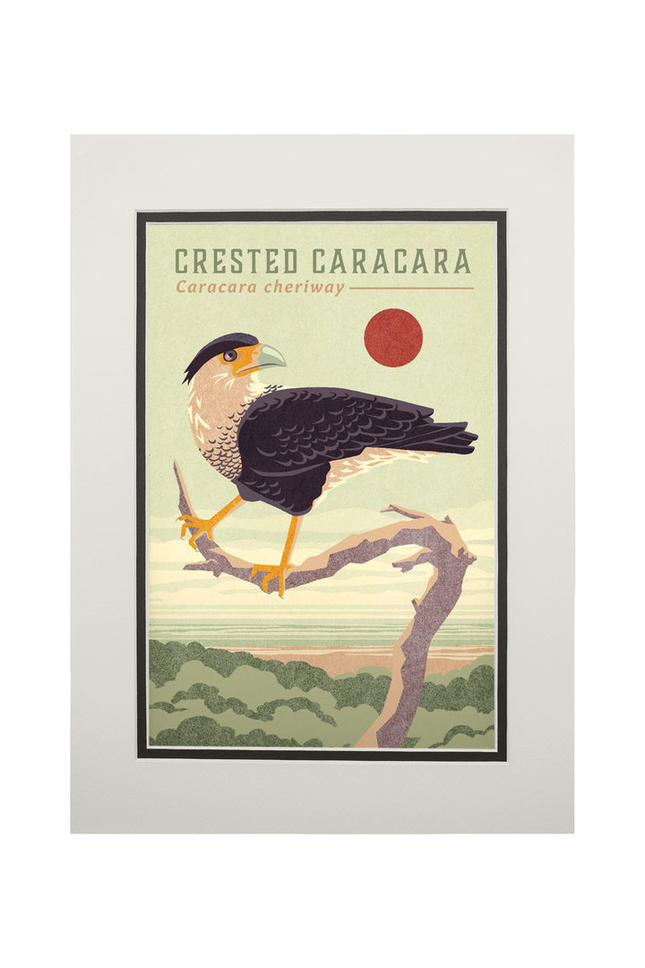 Shorebirds at Sunset Collection, Crested Caracara, Bird, Art Prints and Metal Signs Art Lantern Press 11 x 14 Matted Art Print 