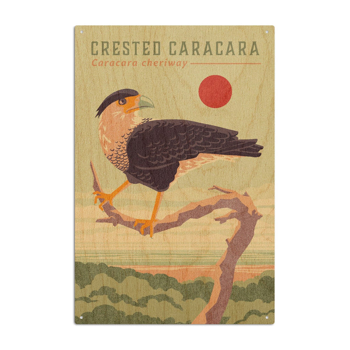 Shorebirds at Sunset Collection, Crested Caracara, Bird, Wood Signs and Postcards Wood Lantern Press 10 x 15 Wood Sign 
