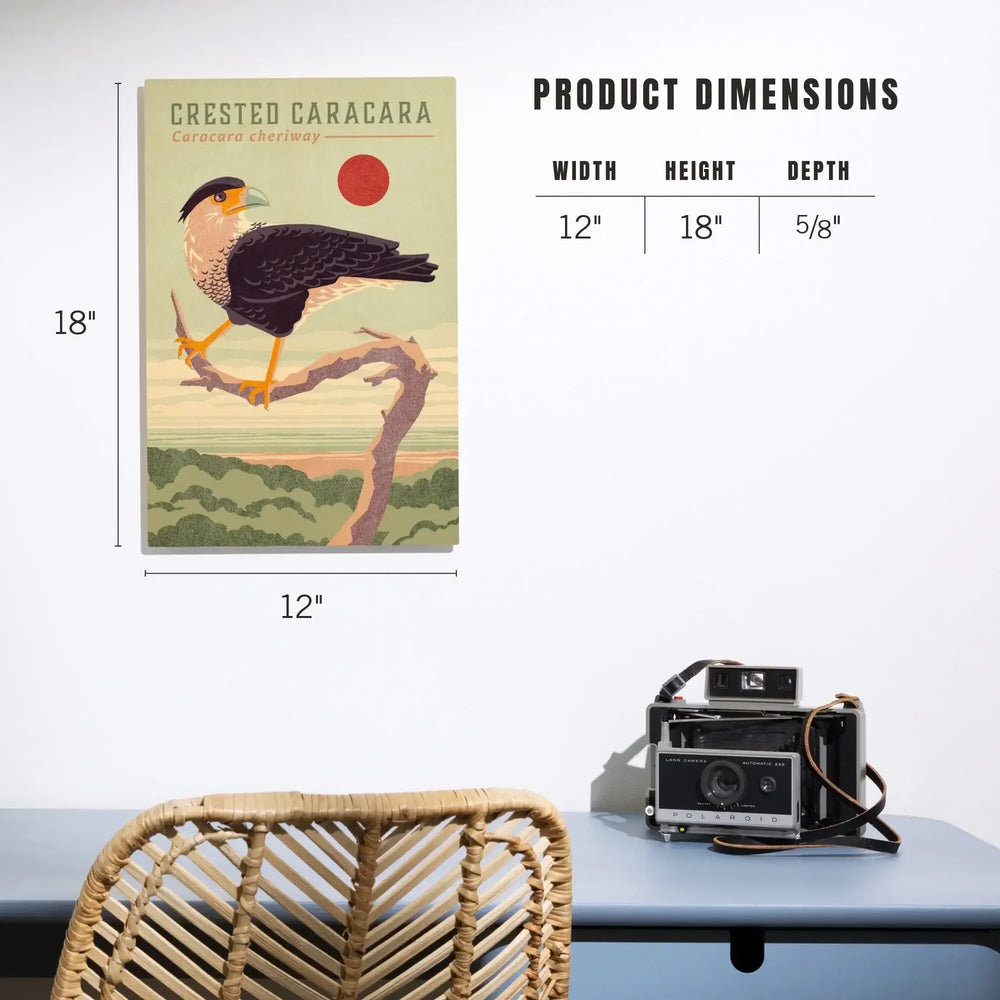 Shorebirds at Sunset Collection, Crested Caracara, Bird, Wood Signs and Postcards Wood Lantern Press 