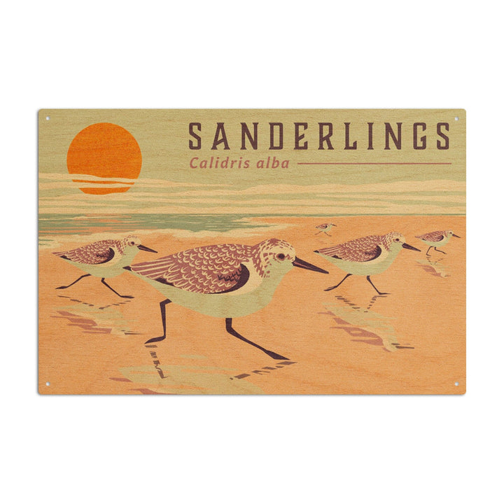 Shorebirds at Sunset Collection, Sanderlings, Birds, Wood Signs and Postcards Wood Lantern Press 10 x 15 Wood Sign 