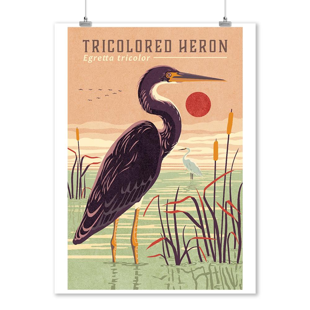 Shorebirds at Sunset Collection, Tricolored Heron, Bird, Art Prints and Metal Signs Art Lantern Press 12 x 18 Art Print 