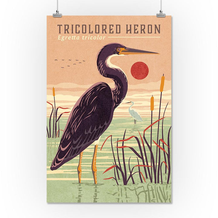 Shorebirds at Sunset Collection, Tricolored Heron, Bird, Art Prints and Metal Signs Art Lantern Press 16 x 24 Giclee Print 