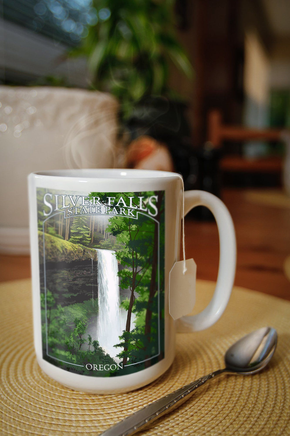 Silver Falls State Park, Oregon, South Falls, Lantern Press Artwork, Ceramic Mug Mugs Lantern Press 