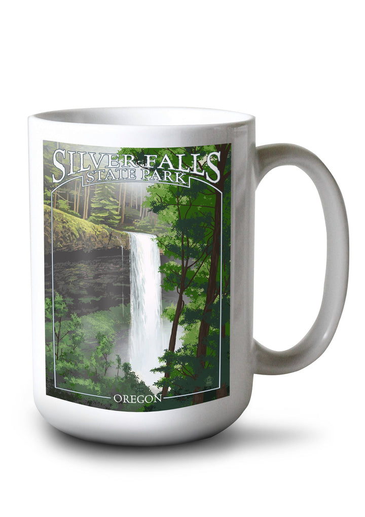 Silver Falls State Park, Oregon, South Falls, Lantern Press Artwork, Ceramic Mug Mugs Lantern Press 