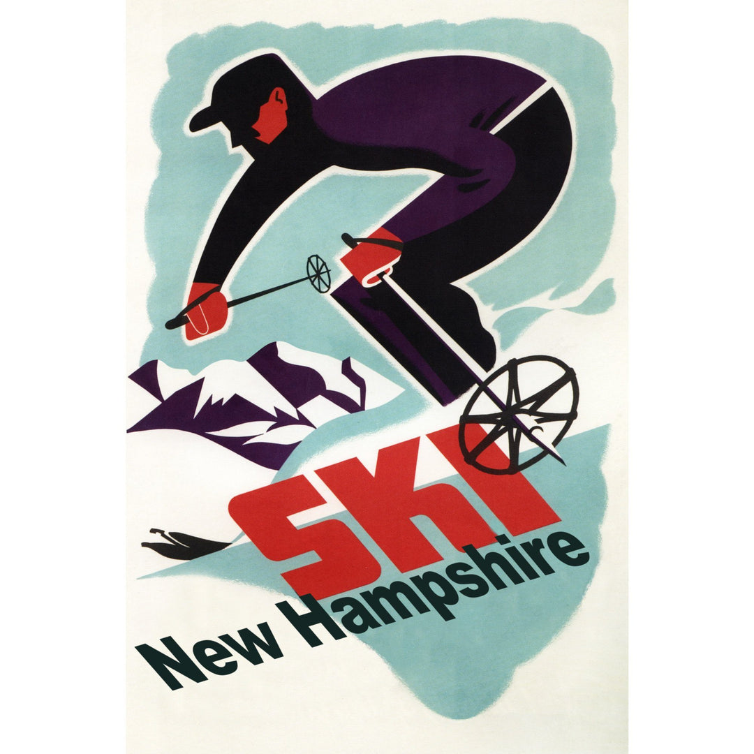 Ski New Hampshire, Retro Skier, Lantern Press Artwork, Stretched Canvas Canvas Lantern Press 