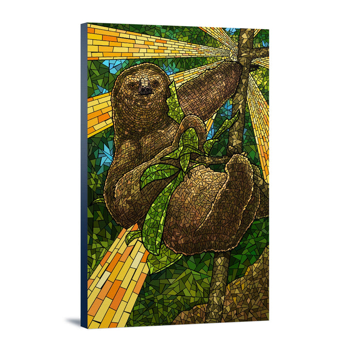 Sloth, Mosaic, Lantern Press Artwork, Stretched Canvas Canvas Lantern Press 12x18 Stretched Canvas 
