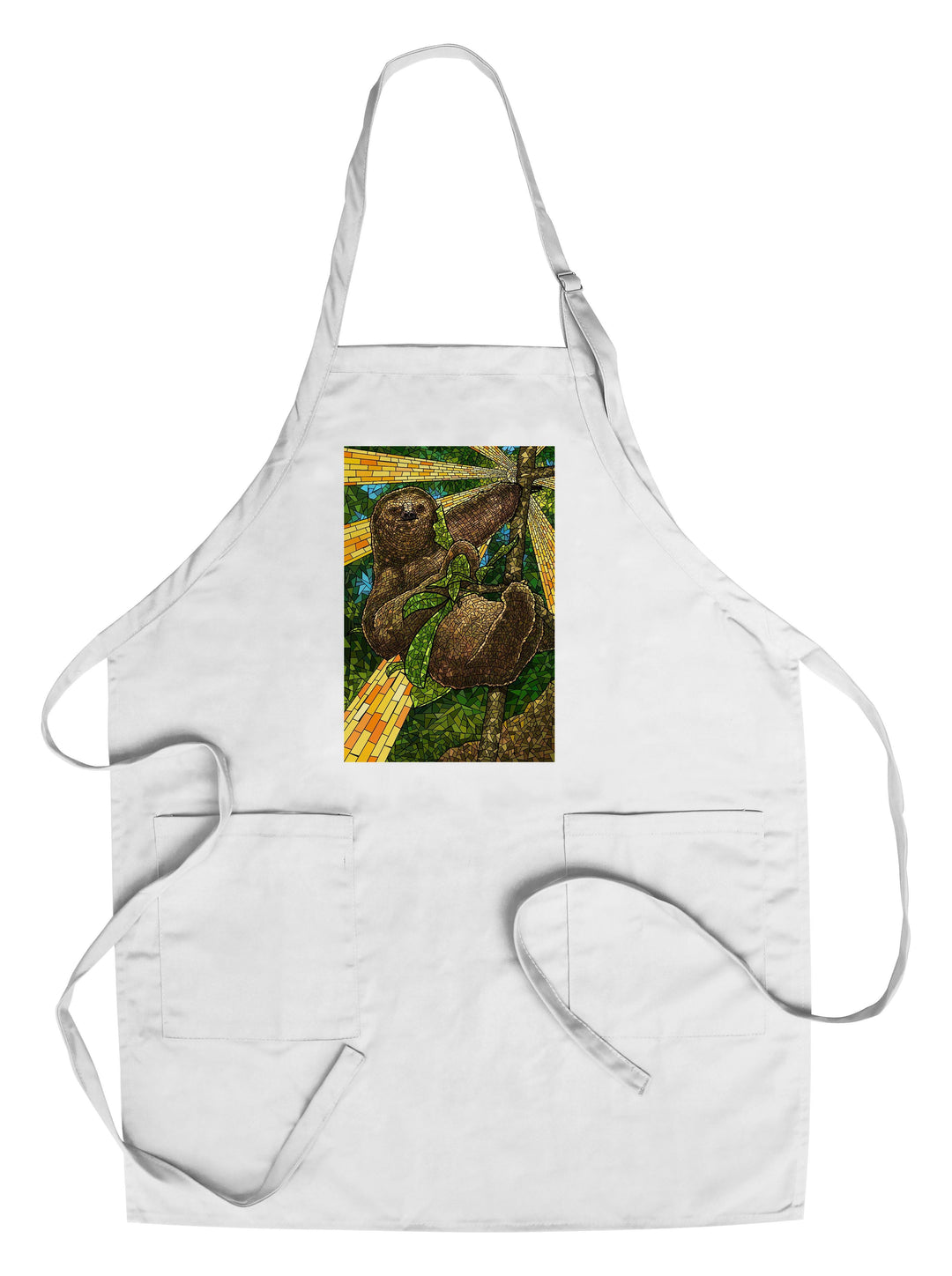 Sloth, Mosaic, Lantern Press Artwork, Towels and Aprons Kitchen Lantern Press Chef's Apron 