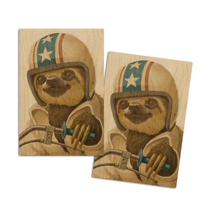 Sloth, Oil Painting, Lantern Press Artwork, Wood Signs and Postcards Wood Lantern Press 4x6 Wood Postcard Set 