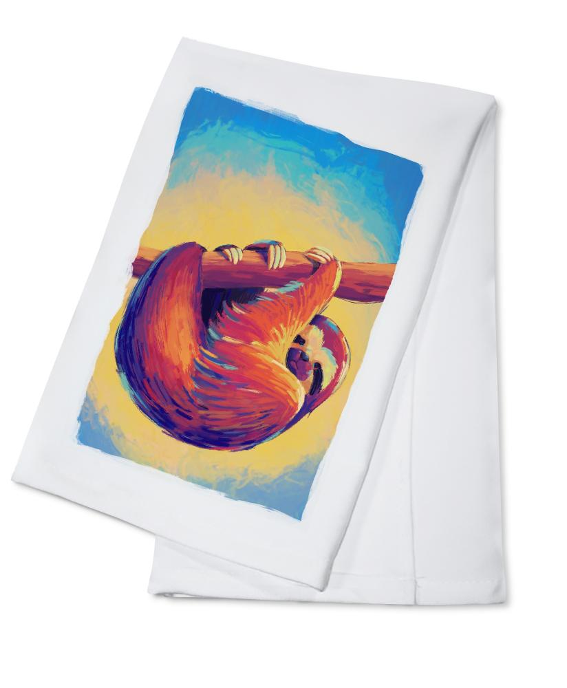 Sloth, Vivid, Lantern Press Artwork, Towels and Aprons Kitchen Lantern Press Cotton Towel 