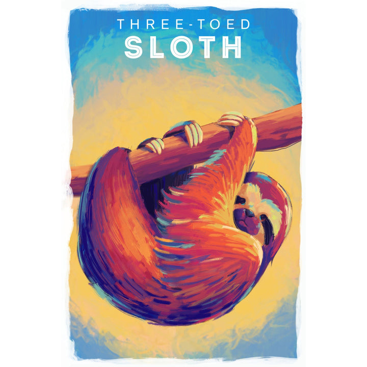 Sloth, Vivid Series, Lantern Press Artwork, Stretched Canvas Canvas Lantern Press 