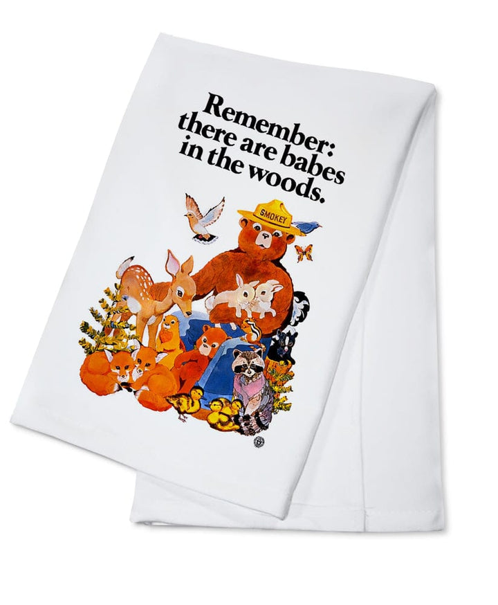 Smokey Bear, Babes in the Woods, Vintage Poster Kitchen Lantern Press Cotton Towel 