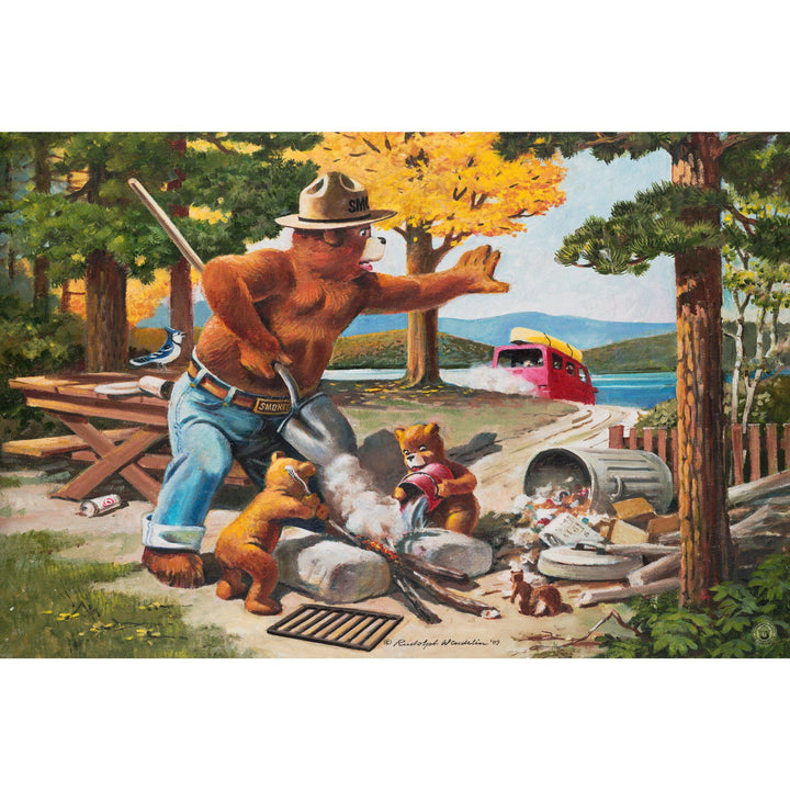 Smokey Bear, Extinguishing Left Campfire, Vintage Poster, Stretched Canvas Canvas Lantern Press 