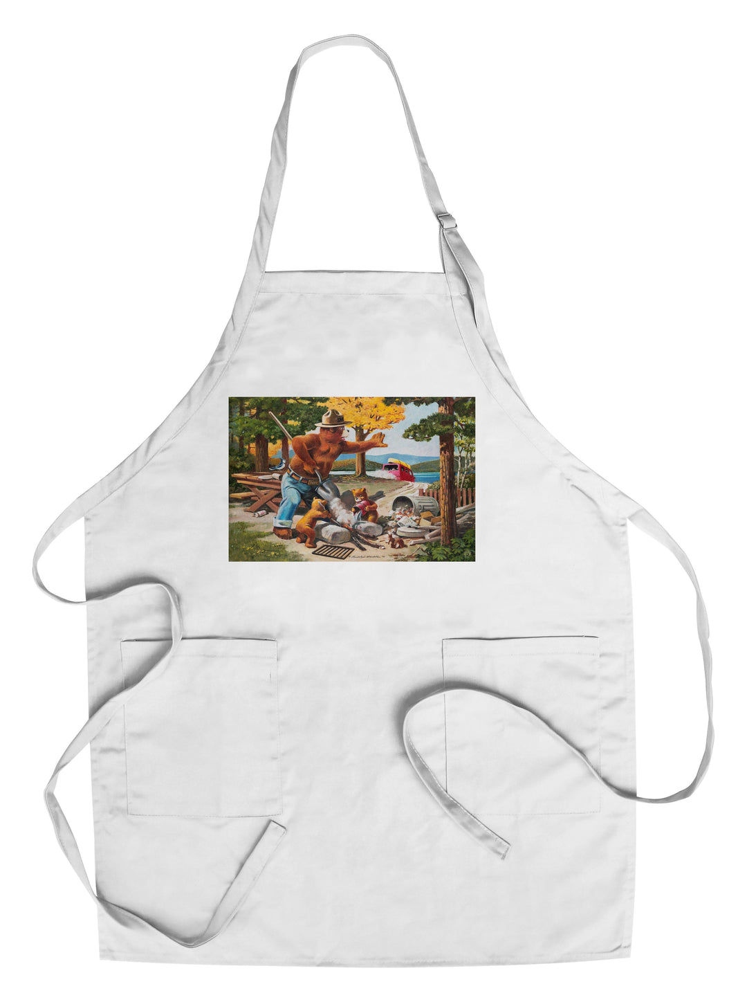 Smokey Bear, Extinguishing Left Campfire, Vintage Poster, Towels and Aprons Kitchen Lantern Press Chef's Apron 