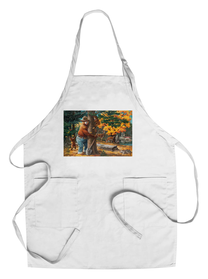 Smokey Bear Hugging Tree, Lantern Press Artwork, Towels and Aprons Kitchen Lantern Press Chef's Apron 