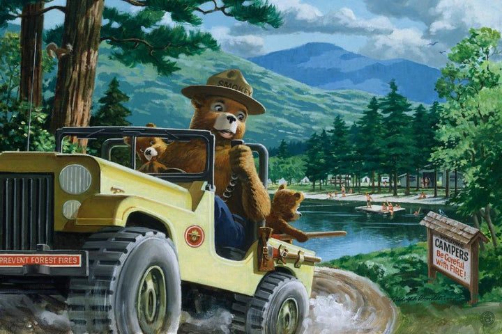 Smokey Bear, Leaving in SUV, Vintage Poster, Art Prints and Metal Signs Art Lantern Press 12 x 18 Art Print 