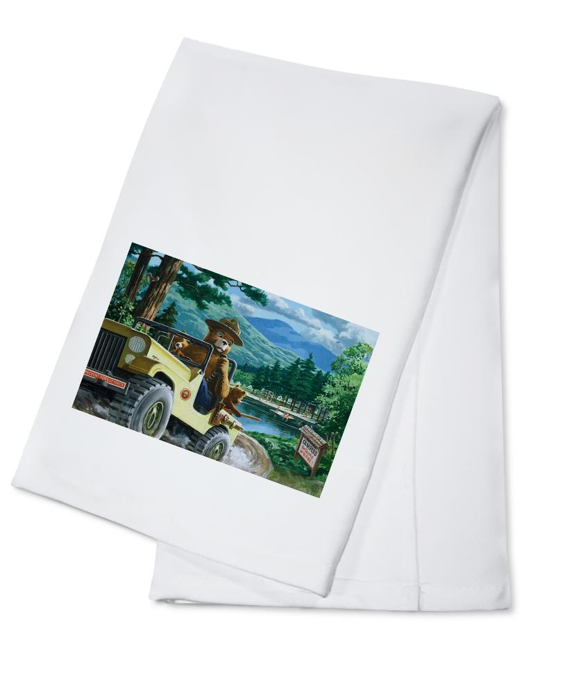 Smokey Bear, Leaving in SUV, Vintage Poster, Towels and Aprons Kitchen Lantern Press Cotton Towel 