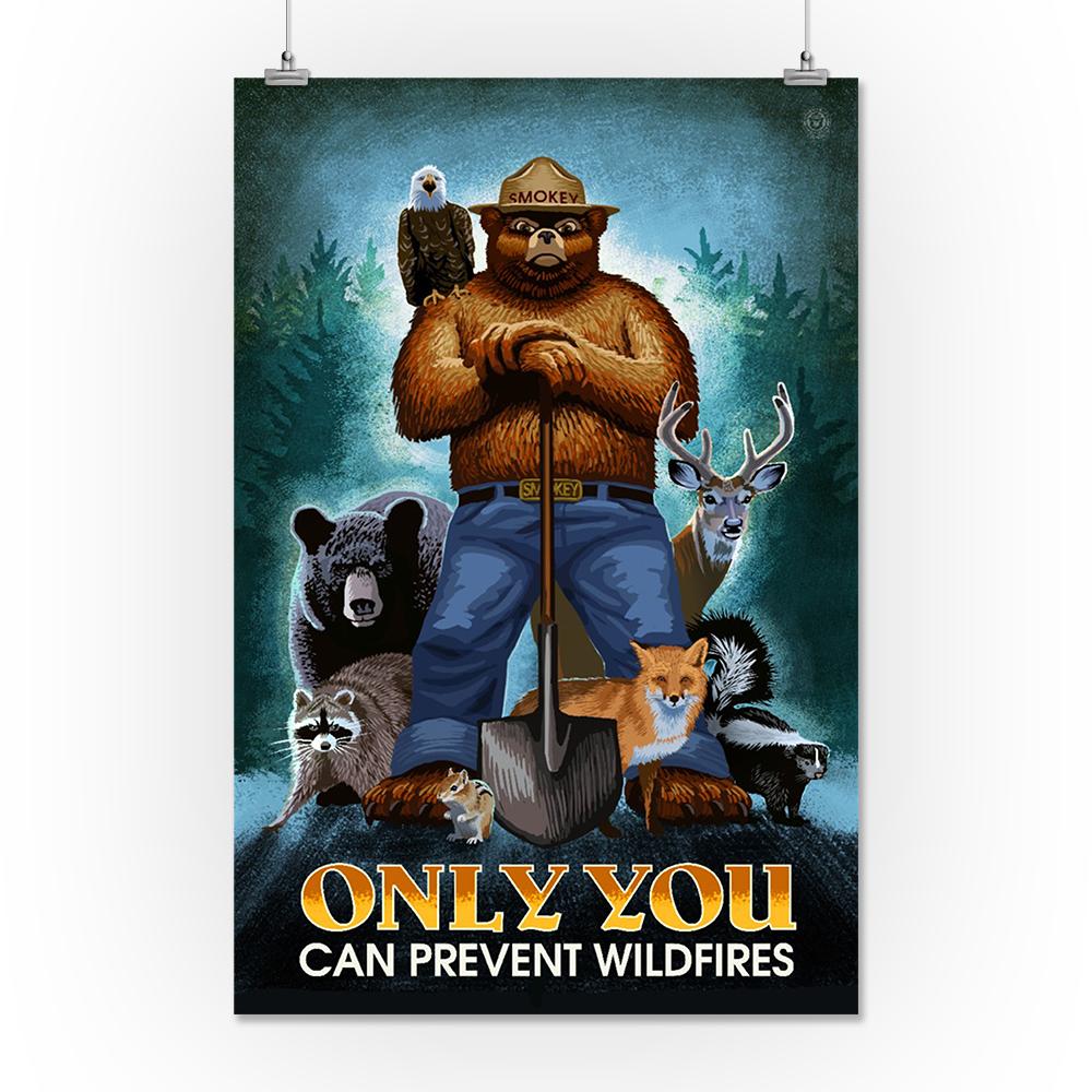 Smokey Bear, Only You Can Prevent Wildfires, Lantern Press Artwork, Art Prints and Metal Signs Art Lantern Press 16 x 24 Giclee Print 