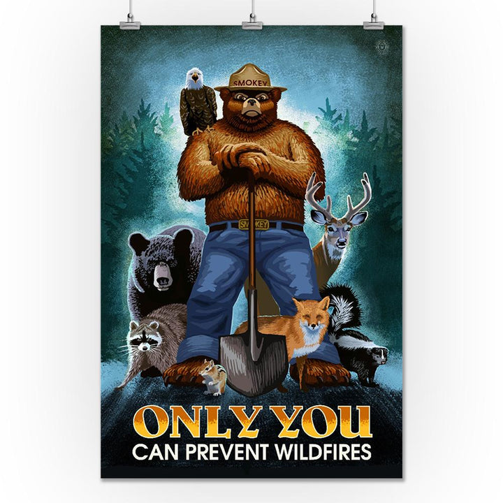 Smokey Bear, Only You Can Prevent Wildfires, Lantern Press Artwork, Art Prints and Metal Signs Art Lantern Press 24 x 36 Giclee Print 