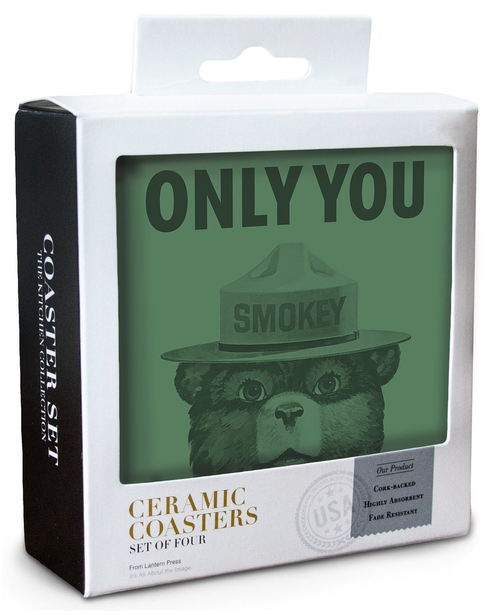 Smokey Bear, Only You, Duotone, Lantern Press Artwork, Coaster Set Coasters Lantern Press 