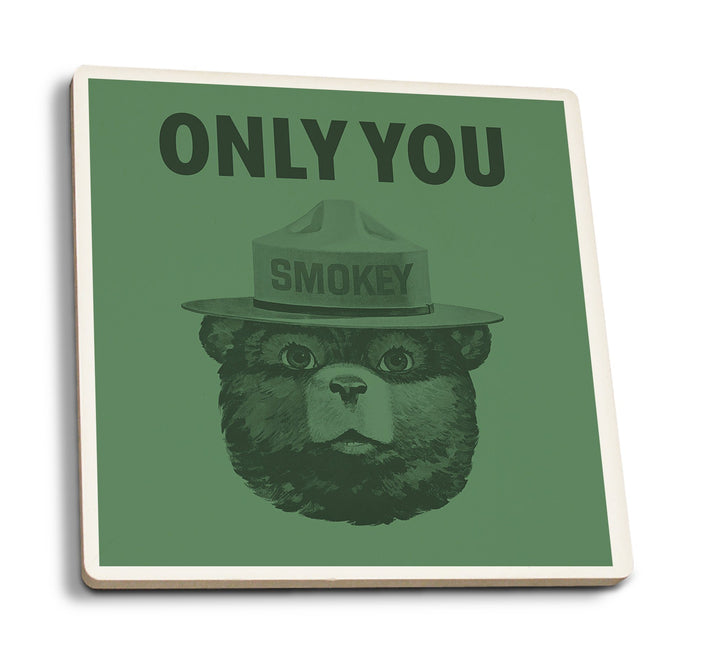 Smokey Bear, Only You, Duotone, Lantern Press Artwork, Coaster Set Coasters Lantern Press 