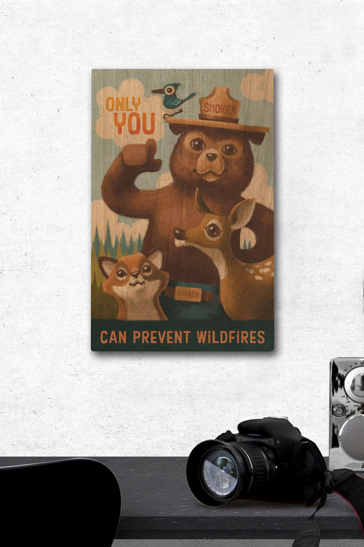 Smokey Bear, Only You, Oil Painting, Lantern Press Artwork, Wood Signs and Postcards Wood Lantern Press 12 x 18 Wood Gallery Print 