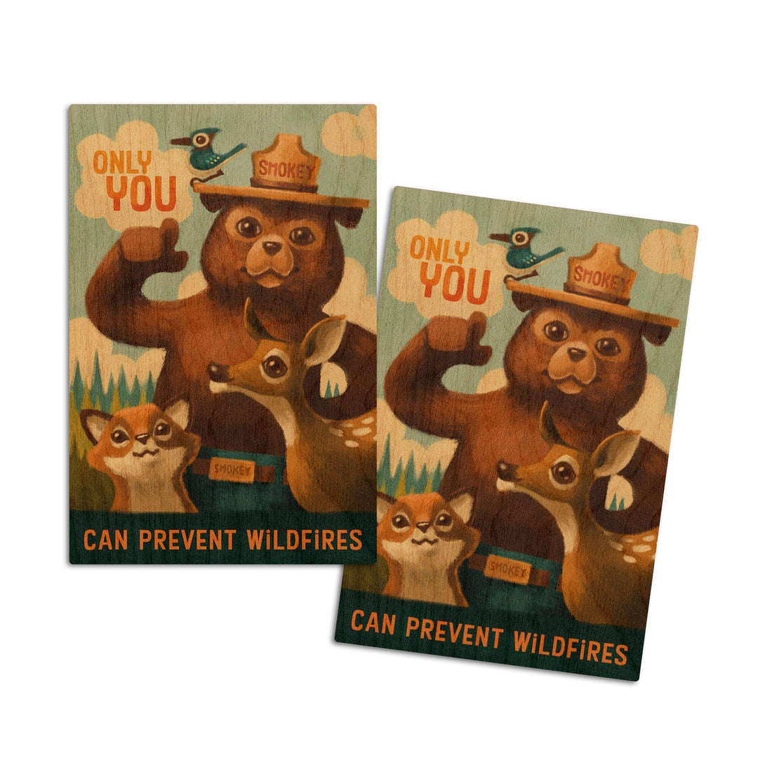 Smokey Bear, Only You, Oil Painting, Lantern Press Artwork, Wood Signs and Postcards Wood Lantern Press 4x6 Wood Postcard Set 