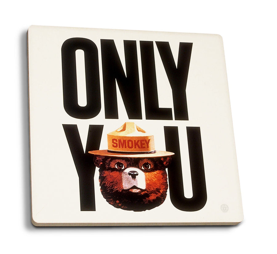 Smokey Bear, Only You Typography, Vintage Poster, Coaster Set Coasters Lantern Press 