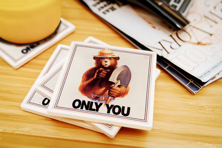 Smokey Bear, Only You, Vintage Poster, Coaster Set Coasters Lantern Press 