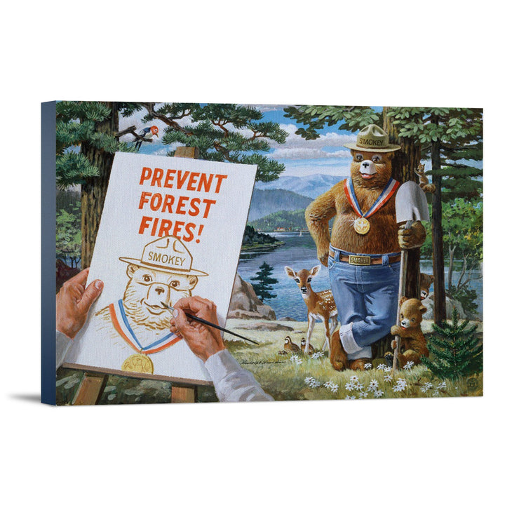 Smokey Bear, Posing with Medal, Vintage Poster, Stretched Canvas Canvas Lantern Press 24x36 Stretched Canvas 