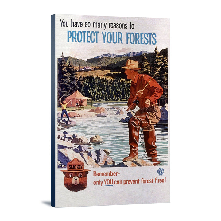 Smokey Bear, Protect Your Forests, Vintage Poster, Stretched Canvas Canvas Lantern Press 12x18 Stretched Canvas 