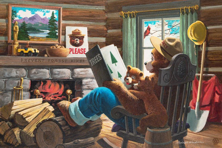 Smokey Bear, Reading Book to Cubs, Vintage Poster, Art Prints and Metal Signs Art Lantern Press 12 x 18 Art Print 