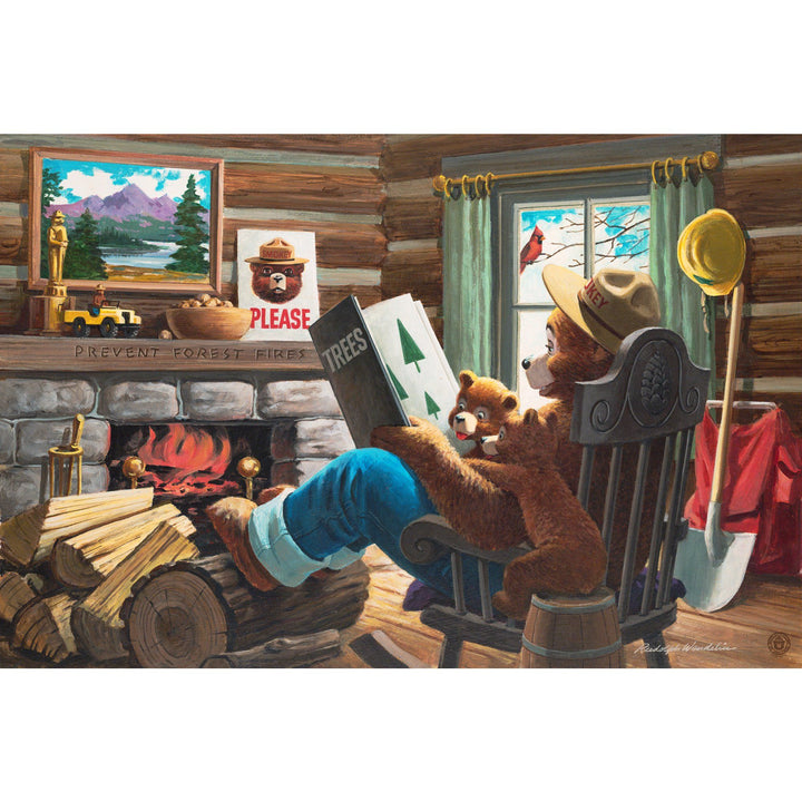 Smokey Bear, Reading Book to Cubs, Vintage Poster, Stretched Canvas Canvas Lantern Press 