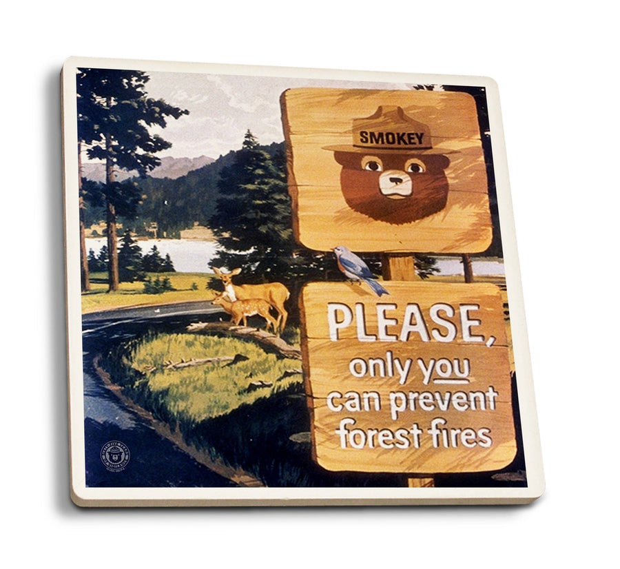 Smokey Bear, Smokey Signs, Vintage Poster, Coaster Set Coasters Lantern Press 