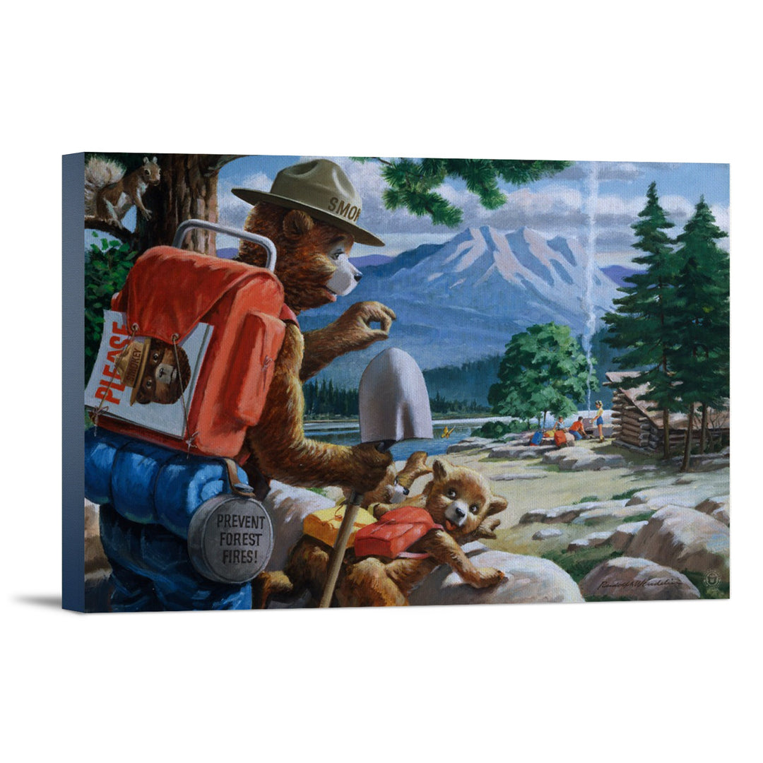 Smokey Bear, Spying on Campers, Vintage Poster, Stretched Canvas Canvas Lantern Press 12x18 Stretched Canvas 