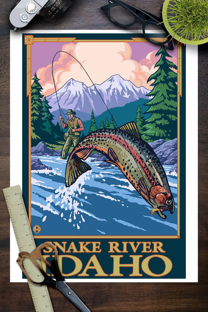 Snake River, Idaho, Fly Fishing Scene Art Lantern Press 