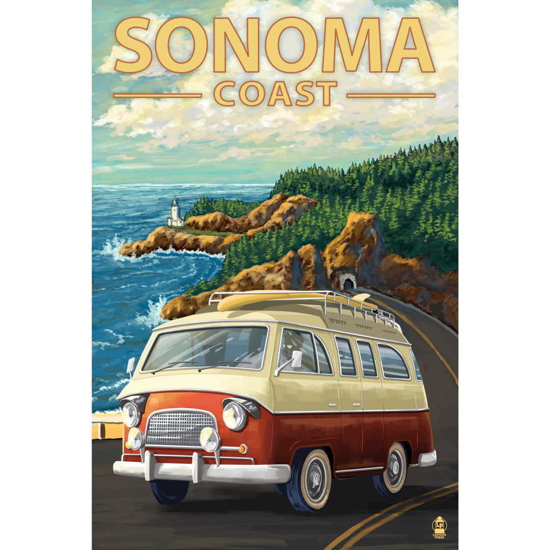 Sonoma Coast, California, Camper Van, Lantern Press Artwork, Towels and Aprons Kitchen Lantern Press 
