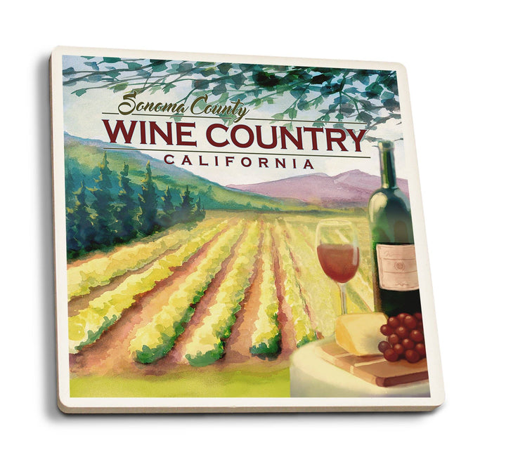 Sonoma County Wine Country, California, Lantern Press Artwork, Coaster Set Coasters Lantern Press 