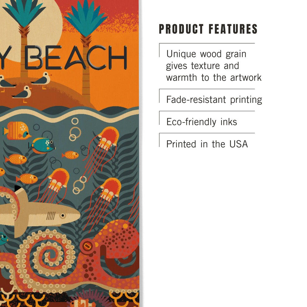 South Carolina, Folly Beach, Textured Geometric, Lantern Press Artwork, Wood Signs and Postcards Wood Lantern Press 