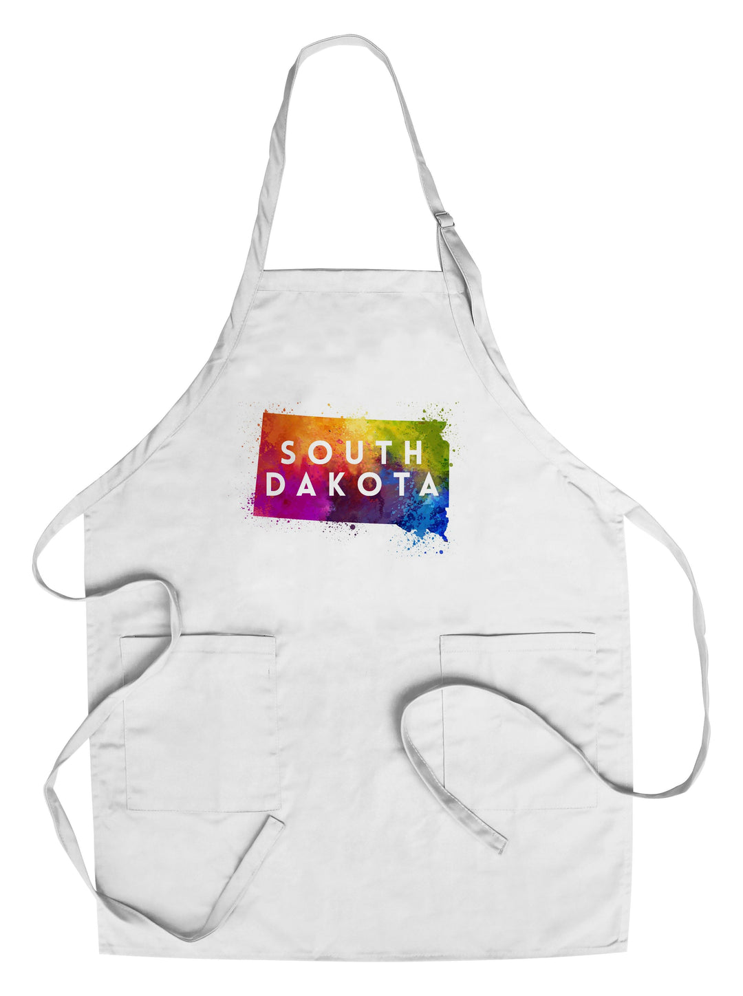 South Dakota, State Abstract Watercolor, Contour, Lantern Press Artwork, Towels and Aprons Kitchen Lantern Press Chef's Apron 