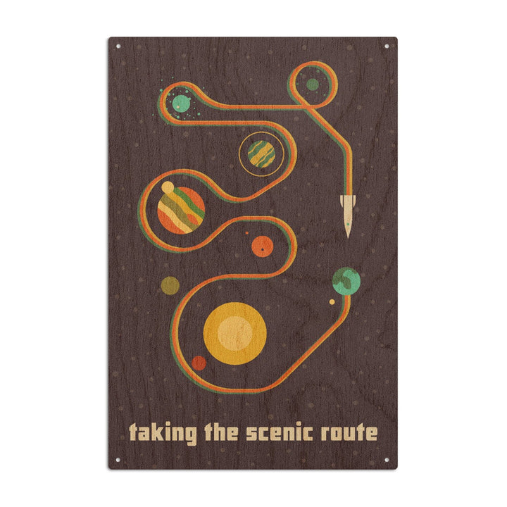 Space Is The Place Collection, Solar System, Taking The Scenic Route, Wood Signs and Postcards Wood Lantern Press 10 x 15 Wood Sign 