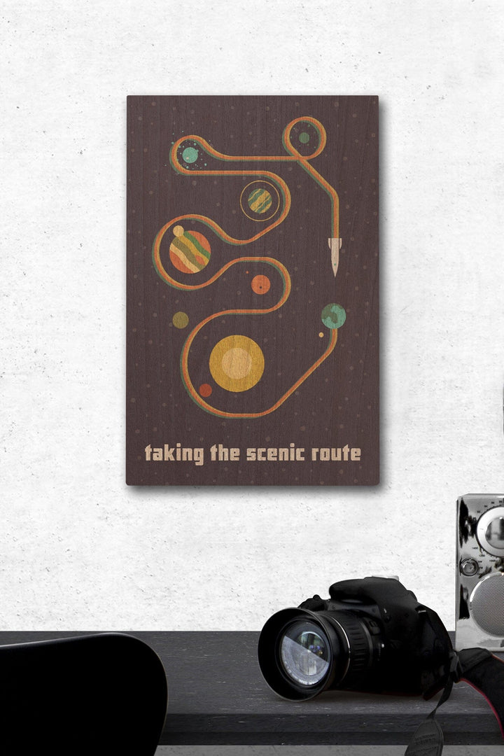 Space Is The Place Collection, Solar System, Taking The Scenic Route, Wood Signs and Postcards Wood Lantern Press 12 x 18 Wood Gallery Print 