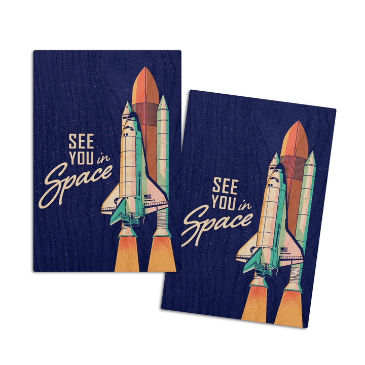 Space Queens Collection, Shuttle Launch, See You In Space, Wood Signs and Postcards Wood Lantern Press 4x6 Wood Postcard Set 