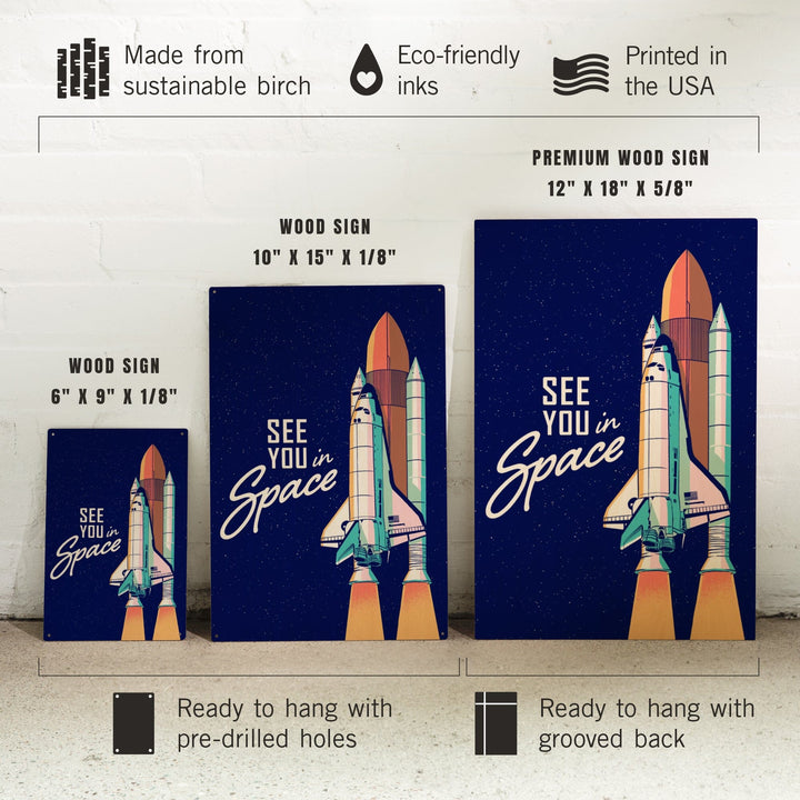 Space Queens Collection, Shuttle Launch, See You In Space, Wood Signs and Postcards Wood Lantern Press 