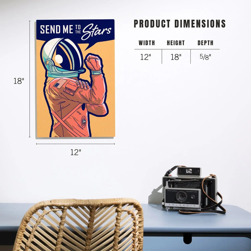 Space Queens Collection, Woman Astronaut, Send Me To The Stars, Wood Signs and Postcards Wood Lantern Press 